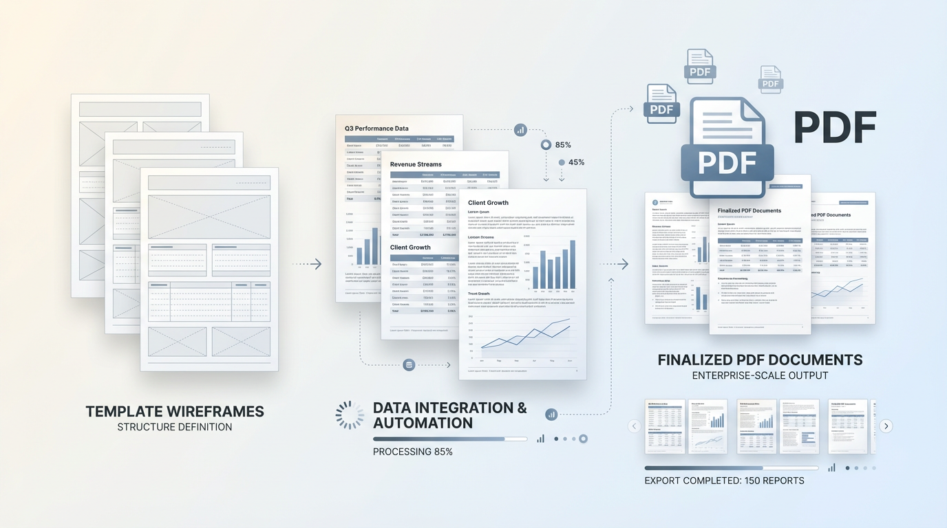 PDF design pipeline: data to template to report